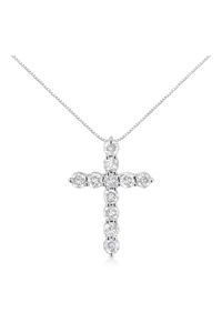 1.0 Cttw Prong Set Round-Cut Diamond Cross Necklace